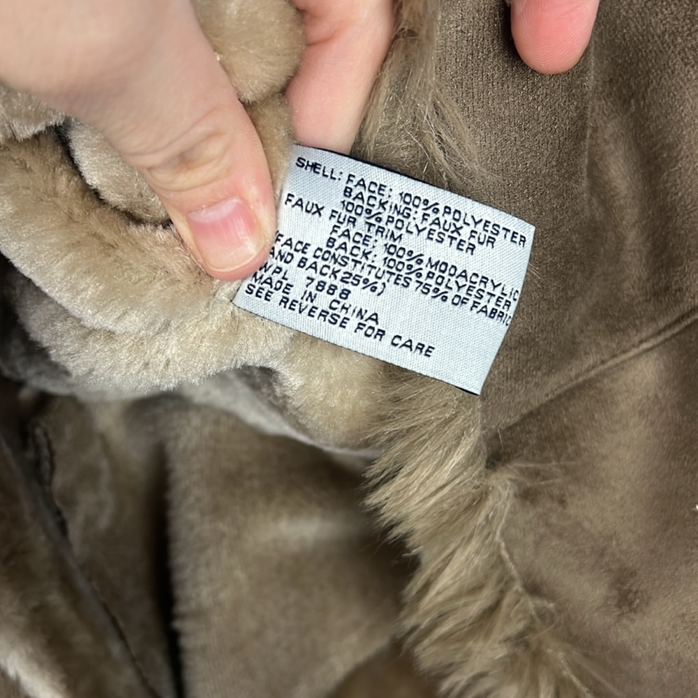 Anne Klein vintage faux fur lined faux suede penny lane style coat size medium - Picture 11 of 12